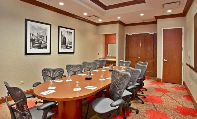 well-equipped boardroom and meeting room at Hilton Garden Inn Chicago/Midway Airport.