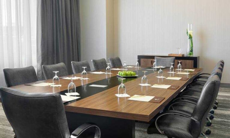 Meeting room with square table at the DoubleTree by Hilton Cedar Rapids Convention Complex.