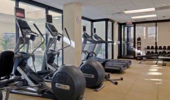 Fully equipped fitness center at the DoubleTree by Hilton Lisle-Naperville.