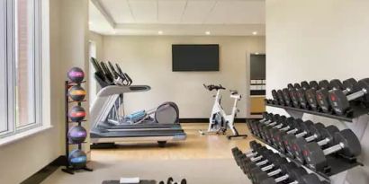 Fully equipped gym at the Embassy Suites by Hilton Montreal Airport