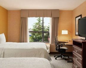 2 queen beds with desk, tv and mini-fridge at the Hampton Inn & Suites by Hilton Langley-Surrey
