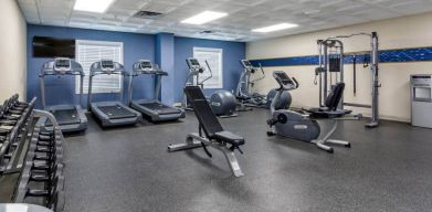 Fully equipped gym at the Hampton Inn & Suites by Hilton Edmont