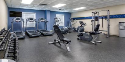 Fully equipped gym at the Hampton Inn & Suites by Hilton Edmont