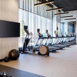 Fully equipped fitness center at the Hilton Garden Inn Montreal Midtown,Quebec Canada