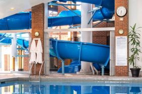 Indoor pool with spiral slide at the Hilton Mississauga Meadowvale