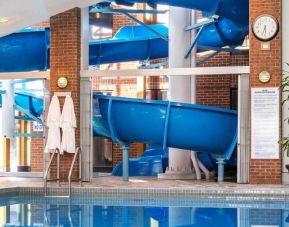 Indoor pool with spiral slide at the Hilton Mississauga Meadowvale