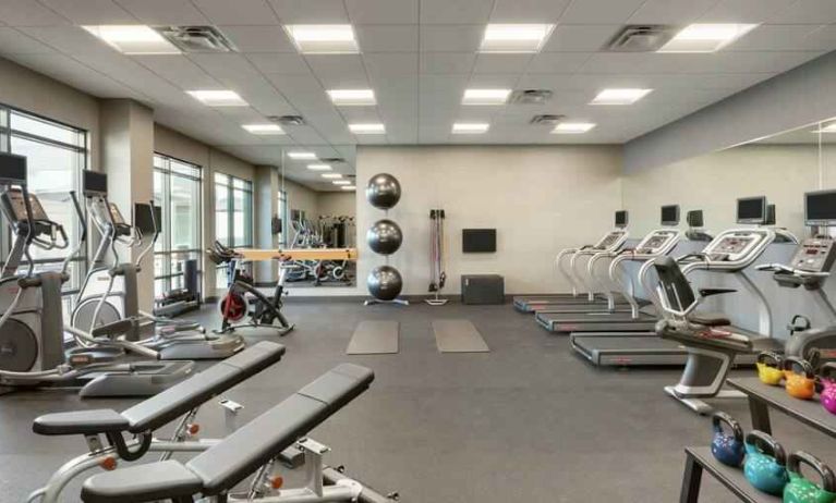 Fully equipped fitness center at the Tru by Hilton Albany Crossgates Mall.