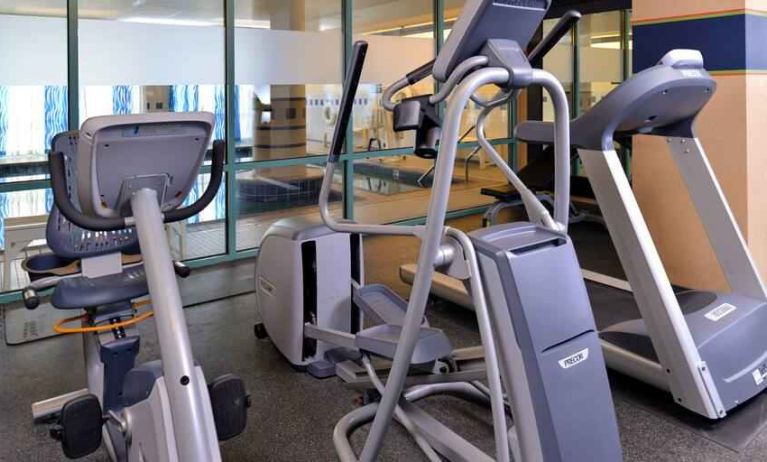 Full equipped fitness center at the Hampton Inn Virginia Beach.