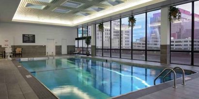 Relaxing indoor swimming pool at the DoubleTree by Hilton Omaha-Downtown.