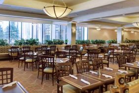 Restaurant area perfect as workspace at the DoubleTree by Hilton Omaha-Downtown.