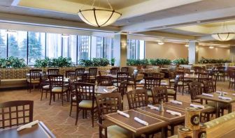 Restaurant area perfect as workspace at the DoubleTree by Hilton Omaha-Downtown.