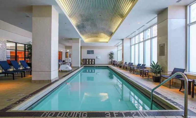 Relaxing indoor swimming pool at the Embassy Suites by Hilton Chicago Magnificent Mile.