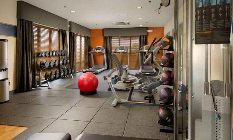 Fully equipped fitness center at the Hampton Inn & Suites Schererville.