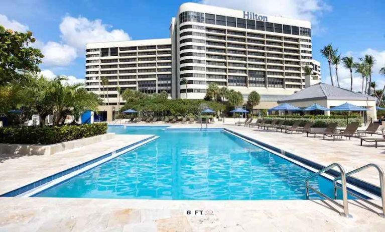 Relaxing outdoor pool at the Hilton Miami Airport Blue Lagoon.