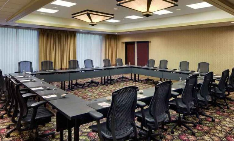 Meeting room with square table pool at the DoubleTree by Hilton Seattle Airport.