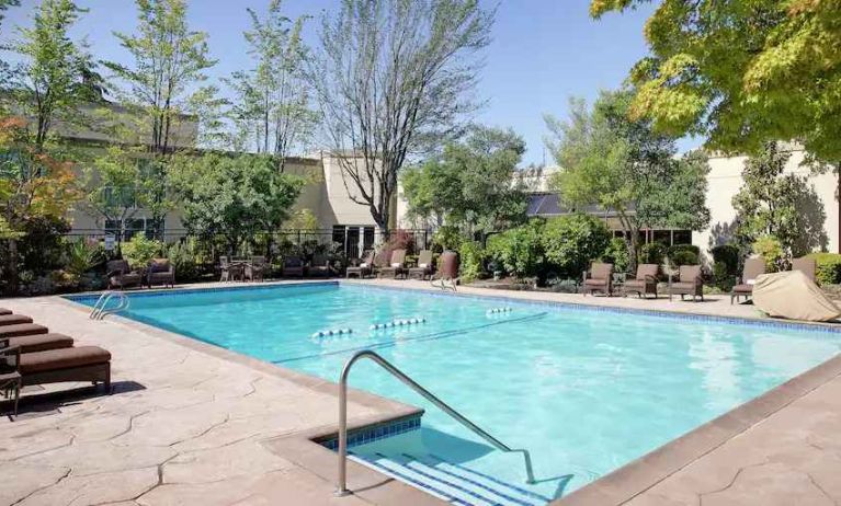 Relaxing outdoor pool at the Hilton Seattle Airport & Conference Center.