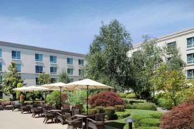 Beautiful courtyard perfect as workspace at the Hilton Seattle Airport & Conference Center.