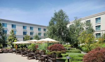 Beautiful courtyard perfect as workspace at the Hilton Seattle Airport & Conference Center.