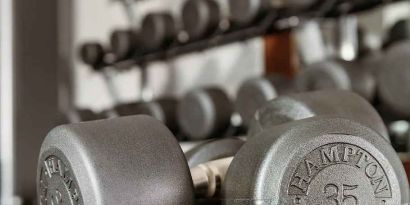 well-equipped fitness center at Hampton Inn & Suites Sunnyvale Silicon Valley.