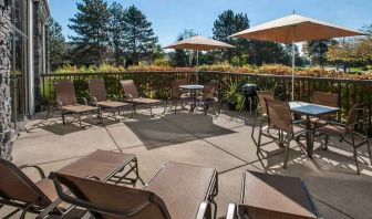 Beautiful outdoor garden perfect as workspace at the Hampton Inn Ann Arbor South.