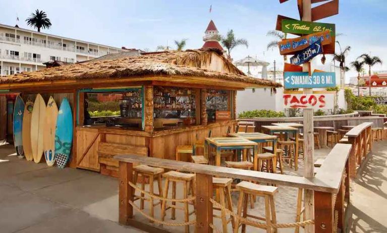 Sunny beach shack suitable as workspace at the Hotel del Coronado, Curio Collection by Hilton.