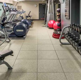 Fully equipped fitness center at the Embassy Suites by Hilton Portland-Downtown.