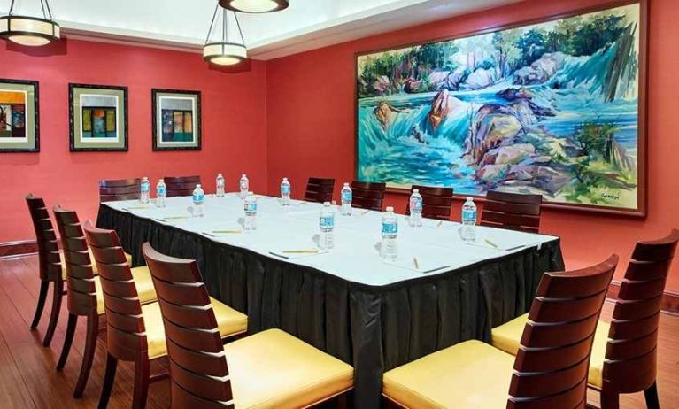 professional, well-equipped meeting room at Homewood Suites by Hilton Rockville-Gaithersburg.