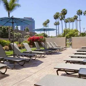 Beautiful sun deck perfect as workspace at the Embassy Suites by Hilton San Diego-La Jolla.