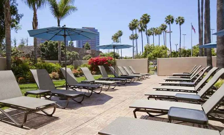 Beautiful sun deck perfect as workspace at the Embassy Suites by Hilton San Diego-La Jolla.