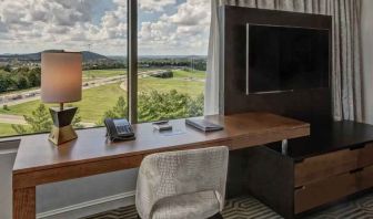 Working station with view in a hotel room at the Hilton Franklin Cool Springs.