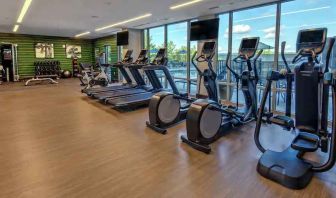 Fitness center with treadmills and machines at the Hilton Franklin Cool Springs.