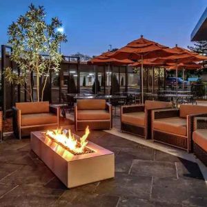 Beautiful terrace by the firepit perfect as workspace at the Hilton Franklin Cool Springs.