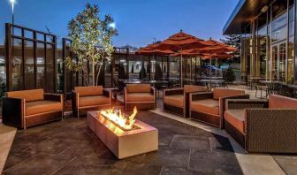 Beautiful terrace by the firepit perfect as workspace at the Hilton Franklin Cool Springs.