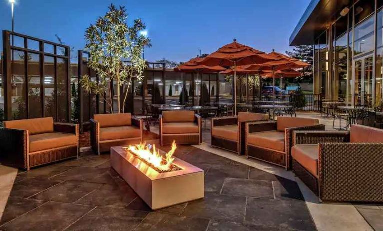 Beautiful terrace by the firepit perfect as workspace at the Hilton Franklin Cool Springs.