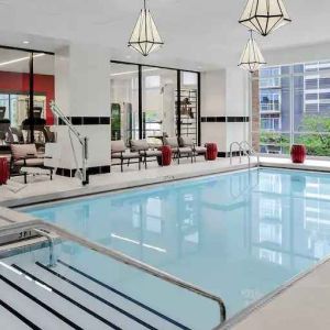 Relaxing indoor pool by the gym at the Hilton Garden Inn Chicago McCormick Place.