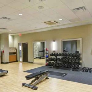 Fully equipped fitness center at the Embassy Suites by Hilton Minneapolis-Airport.