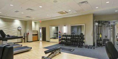 Fully equipped fitness center at the Embassy Suites by Hilton Minneapolis-Airport.