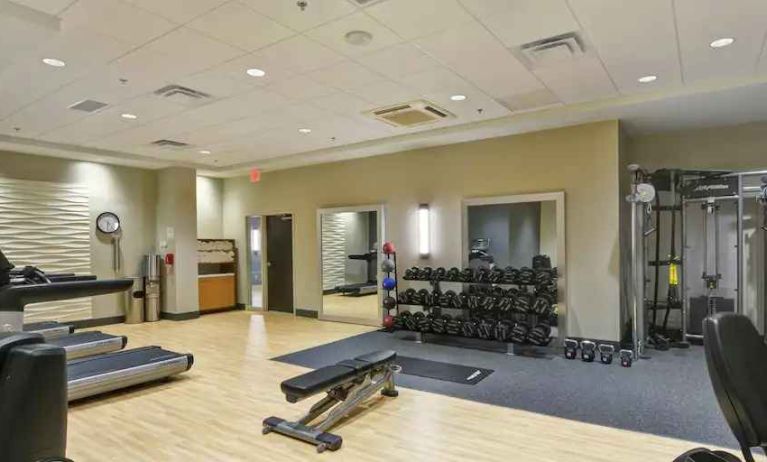 Fully equipped fitness center at the Embassy Suites by Hilton Minneapolis-Airport.