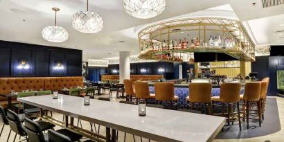 Bright meeting room at the Embassy Suites by Hilton Minneapolis-Airport.