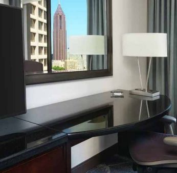 Equipped and comfortable work desk to complete all business tasks at Hilton Atlanta.