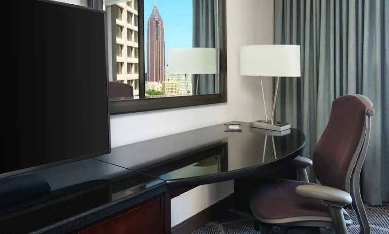 Equipped and comfortable work desk to complete all business tasks at Hilton Atlanta.