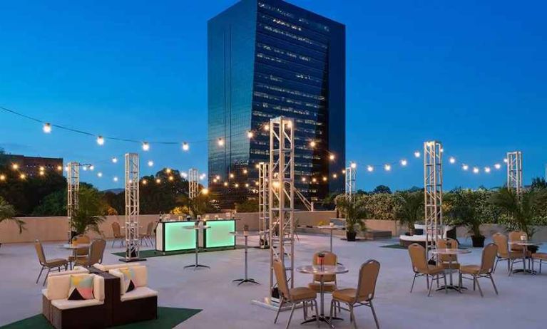 Gorgeous outdoor patio to enjoy the cityscape at Hilton Atlanta.