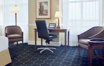 Comfortable working station in a king hotel room at the Drake.