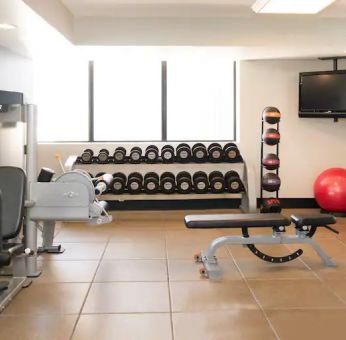 Fully equipped fitness center at the Hilton Crystal City at Washington Reagan National Airport.