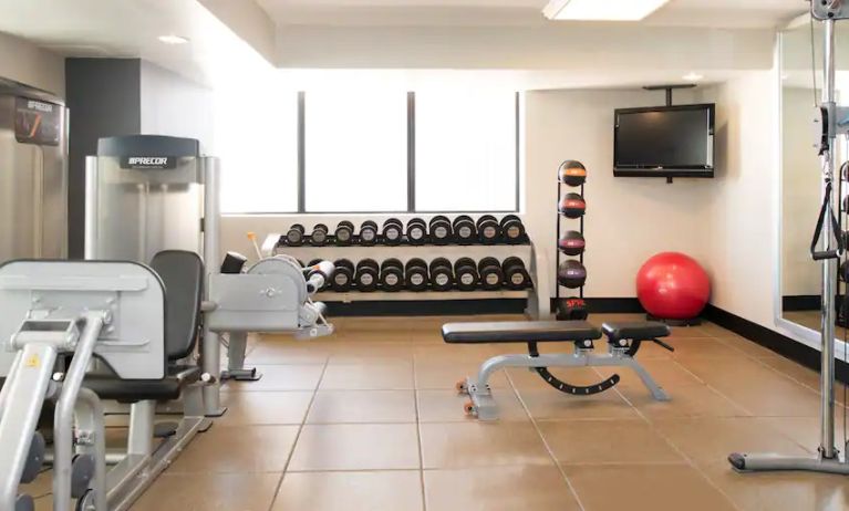 Fully equipped fitness center at the Hilton Crystal City at Washington Reagan National Airport.