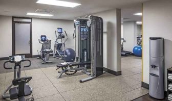 Fully equipped fitness center at the Hilton Sacramento-Arden West.