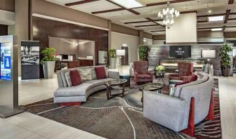 Beautiful lobby area perfect as workspace at the Hilton Sacramento-Arden West.