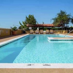 Relaxing outdoor pool at the DoubleTree by Hilton Modesto.