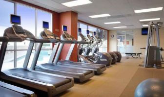 Fitness center with treadmills at the DoubleTree by Hilton Modesto.