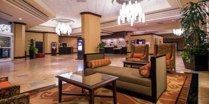 Lobby area perfect as workspace at the DoubleTree by Hilton Modesto.